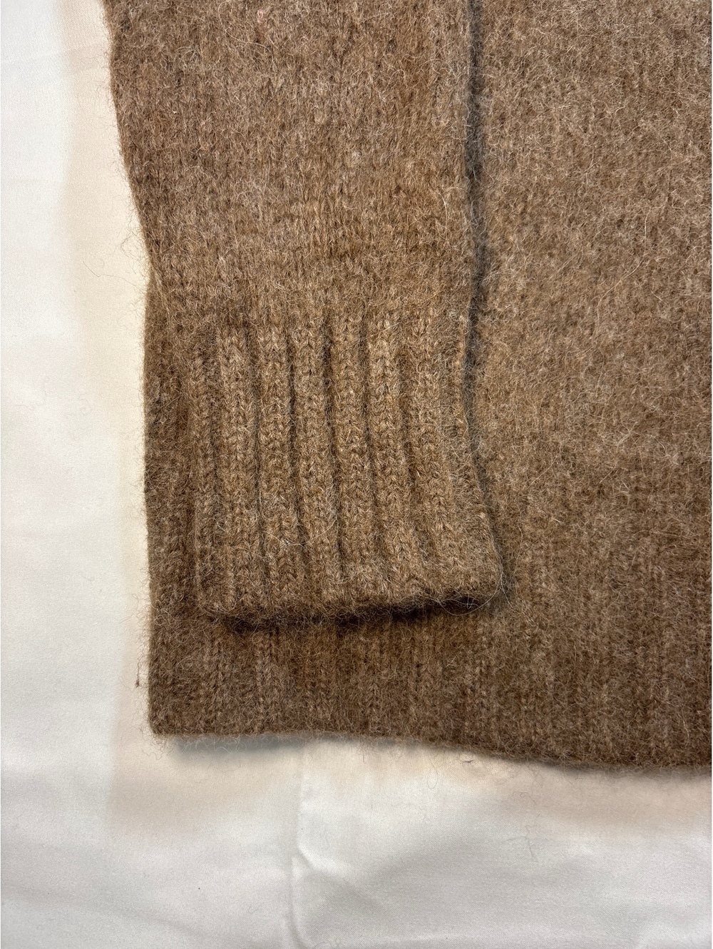 Jenni Kayne Baby Alpaca Crew Neck Sweater Brown /Taupe Wool Blend M - Picture 2 of 6